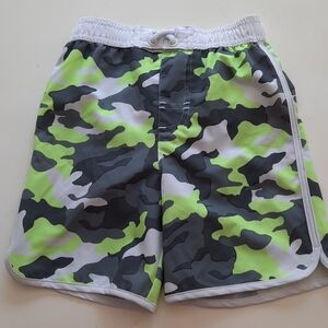Wonder nation 3t green camo print swim trunks